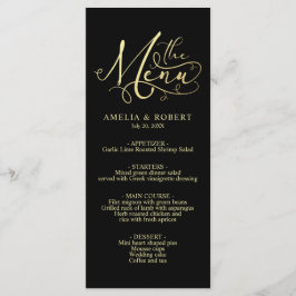 Black Whimsical Elegant Gold Calligraphy Menu