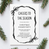 Black Whimsical Hand Drawn Christmas Dinner Party Kaart