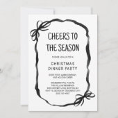 Black Whimsical Hand Drawn Christmas Dinner Party Kaart (Voorkant)