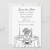 Black Whimsical Hand-Drawn Trendy Wedding Kaart (Voorkant)