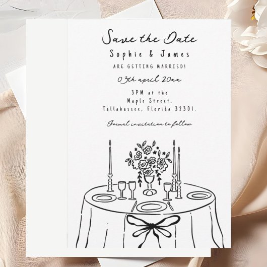 Black Whimsical Hand-Drawn Trendy Wedding Kaart