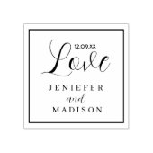 Black Whimsical Love Script Custom WeddingRubber Rubberstempel (Afrduk)
