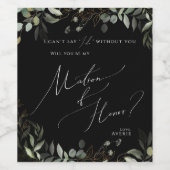 Black Whimsical Matron of Honor proposal Wijn Etiket (Enkel label)