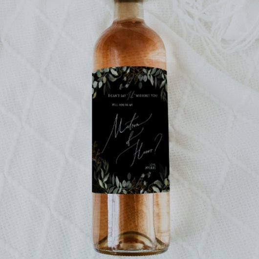 Black Whimsical Matron of Honor proposal Wijn Etiket