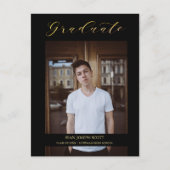 Black Whimsical Modern Calligraphy Foto Afstuderen Briefkaart (Voorkant)