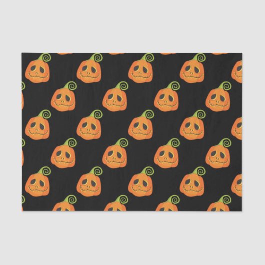 Black Whimsical Pumpkin Halloween Custom Tissuepapier (Voorkant)