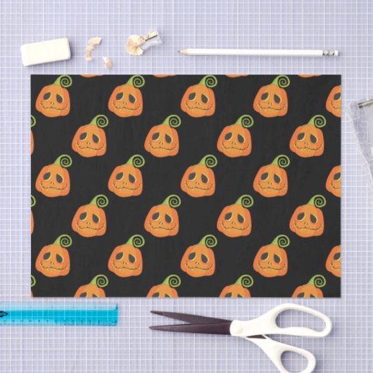 Black Whimsical Pumpkin Halloween Custom Tissuepapier (Craft)