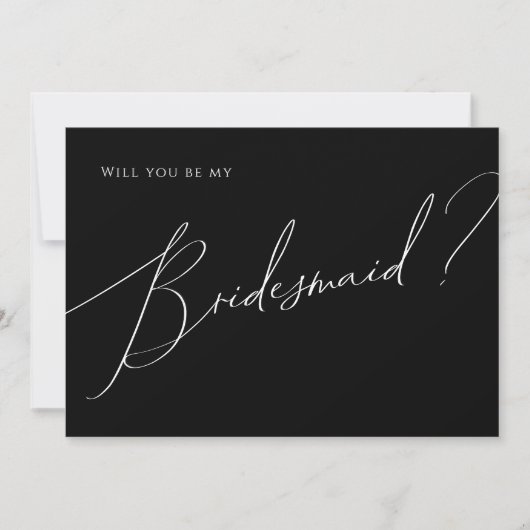 Black Whimsical Script Bridesmaid proposal Kaart (Voorkant)