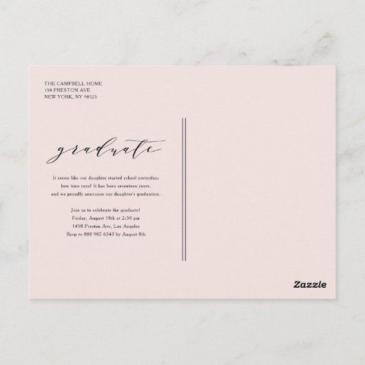 Black Whimsical Script Class of 2023 Afstuderen Briefkaart (Achterkant)