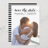 Black Whimsical Script Overlay-foto Save The Date (Voorkant / Achterkant)