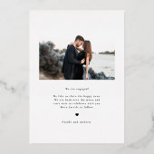 Black Whimsical Script Photo Engagement Folie Uitnodiging (Achterkant)