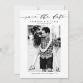 Black Whimsical Script Photo Save The Date (Voorkant)