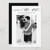 Black Whimsical Script Photo Save The Date (Voorkant / Achterkant)