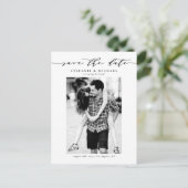 Black Whimsical Script Photo Save the Date Aankondigingskaart (Staand voorkant)