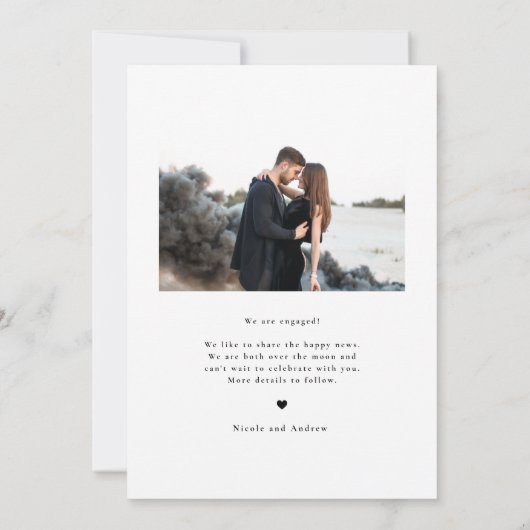 Black Whimsical Script Photo Verloving Aankondiging (Achterkant)