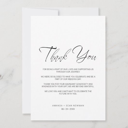 Black Whimsical Script Typography Photo Wedding Bedankkaart (Achterkant)