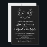 Black Whimsical Winter Wreath I Wedding Invitation Kaart<br><div class="desc">Whimsical en modern bruiloft met winterse pols en polka-puntenpatroon. Dit zwarte en witte ontwerp is perfect voor winterbruiloften en soortgelijke thema's. Een andere versie is beschikbaar. Andere kleuren zijn beschikbaar.</div>