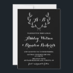 Black Whimsical Winter Wreath I Wedding Invitation Kaart<br><div class="desc">Whimsical en modern bruiloft met winterse pols en polka-puntenpatroon. Dit zwarte en witte ontwerp is perfect voor winterbruiloften en soortgelijke thema's. Een andere versie is beschikbaar. Andere kleuren zijn beschikbaar.</div>