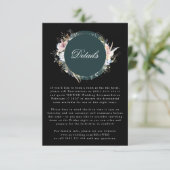 Black Whimsical Wreath Bohemian Wedding Enclosure RSVP Kaartje (Staand voorkant)