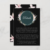 Black Whimsical Wreath Bohemian Wedding Enclosure RSVP Kaartje (Voorkant / Achterkant)