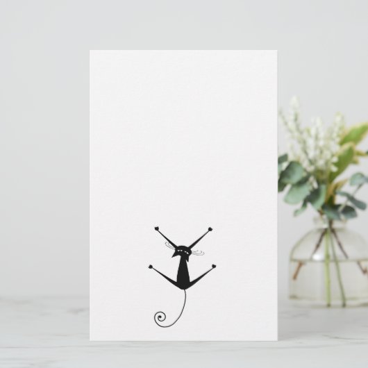 Black Whimsy Kat 10 Briefpapier (Staand voorkant)