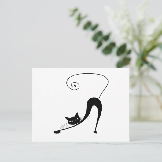 Black Whimsy Kat 2 Briefkaart (Staand voorkant)