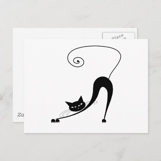Black Whimsy Kat 2 Briefkaart (Voorkant / Achterkant)