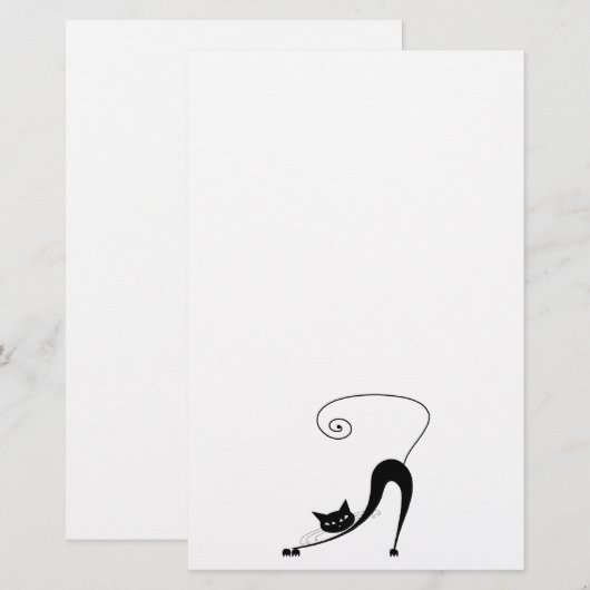 Black Whimsy Kat 2 Briefpapier (Voorkant / Achterkant)