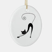 Black Whimsy Kat 2 Keramisch Ornament (Rechts)