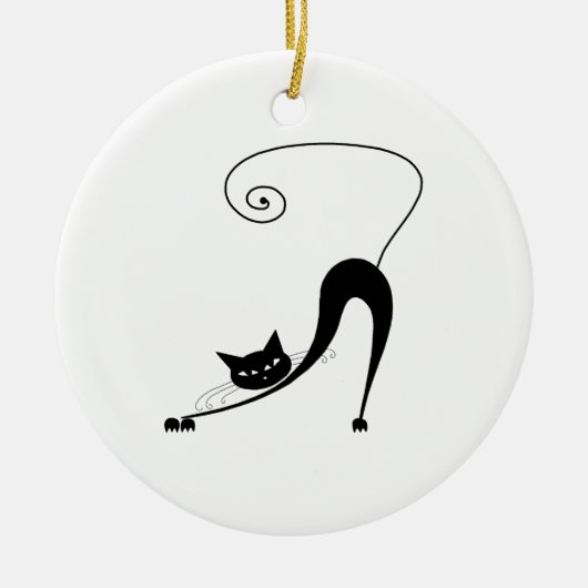 Black Whimsy Kat 2 Keramisch Ornament (Voorkant)