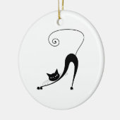 Black Whimsy Kat 2 Keramisch Ornament (Links)