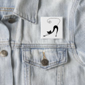 Black Whimsy Kat 2 Vierkante Button 5,1 Cm (In situ)