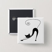 Black Whimsy Kat 2 Vierkante Button 5,1 Cm (Voorkant /achterkant)
