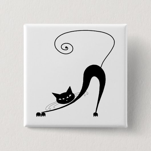 Black Whimsy Kat 2 Vierkante Button 5,1 Cm (Voorkant)