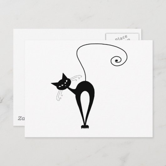 Black Whimsy Kat 3 Briefkaart (Voorkant / Achterkant)