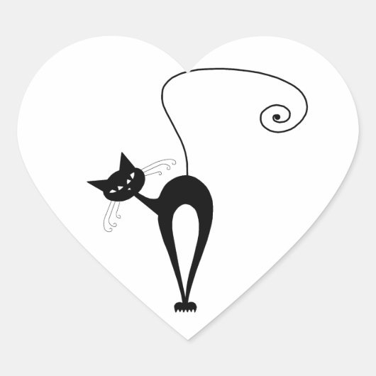 Black Whimsy Kat 3 Hart Sticker (Voorkant)