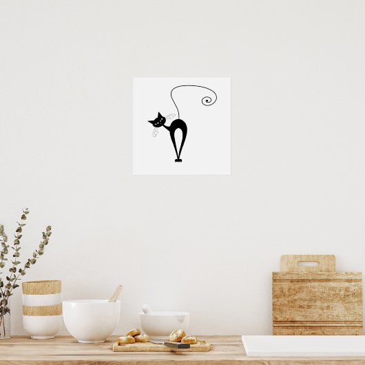 Black Whimsy Kat 3 Poster (Keuken)