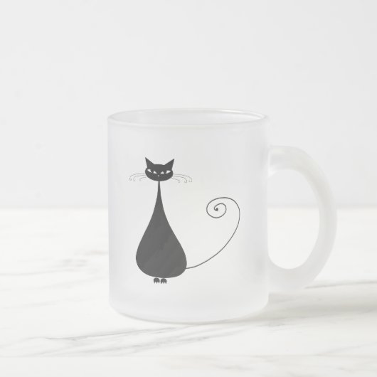 Black Whimsy Kat 4 Matglas Koffiemok (Rechts)
