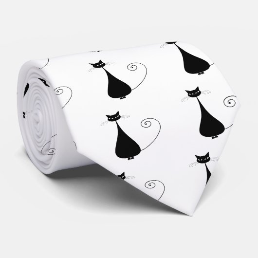 Black Whimsy Kat 4 Stropdas (Opgerold)