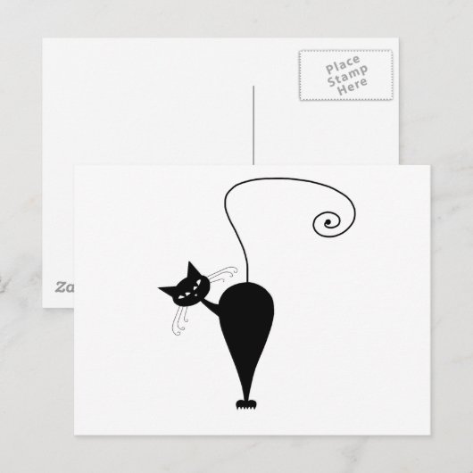 Black Whimsy Kat 5 Briefkaart (Voorkant / Achterkant)