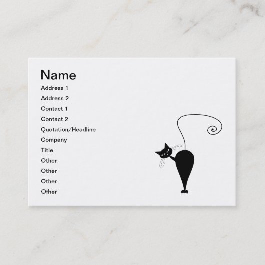 Black Whimsy Kat 5 Visitekaartje (Voorkant)