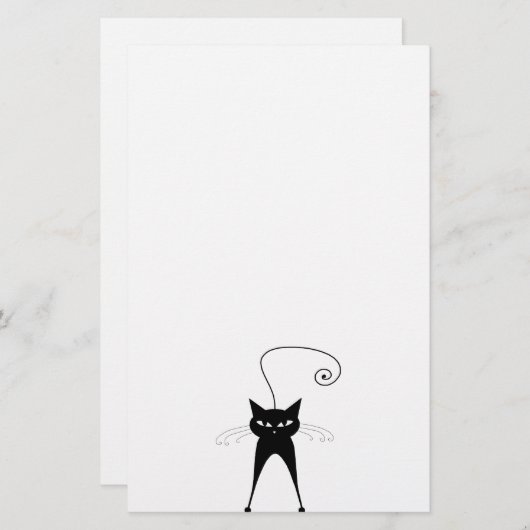 Black Whimsy Kat 6 Briefpapier (Voorkant / Achterkant)