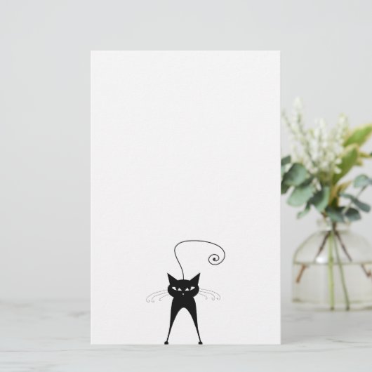 Black Whimsy Kat 6 Briefpapier (Staand voorkant)