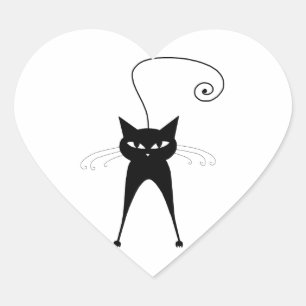 Black Whimsy Kat 6 Hart Sticker