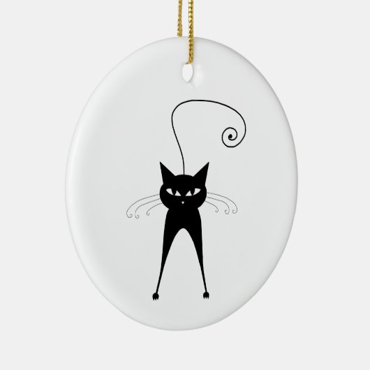 Black Whimsy Kat 6 Keramisch Ornament (Rechts)