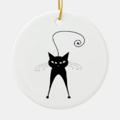Black Whimsy Kat 6 Keramisch Ornament (Voorkant)