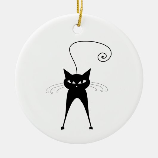 Black Whimsy Kat 6 Keramisch Ornament (Voorkant)