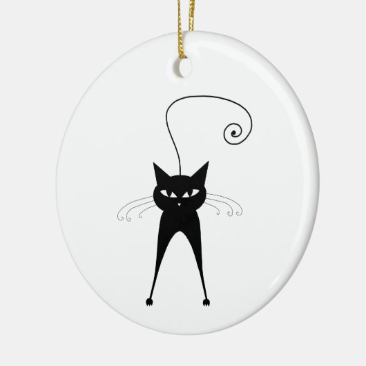 Black Whimsy Kat 6 Keramisch Ornament (Links)