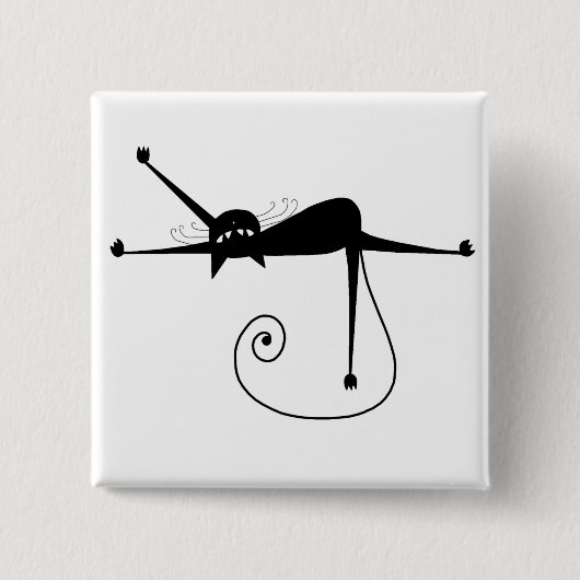 Black Whimsy Kat 7 Vierkante Button 5,1 Cm (Voorkant)