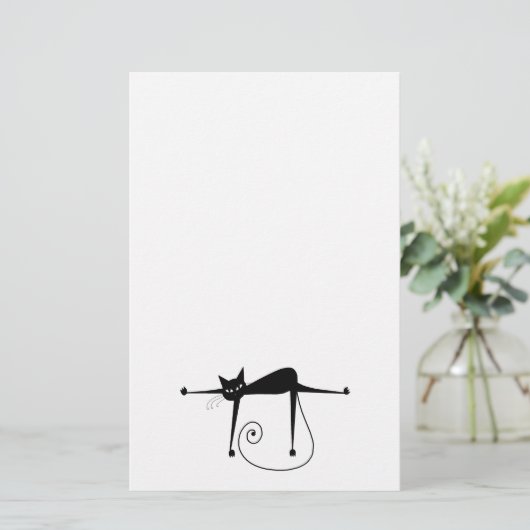 Black Whimsy Kat 8 Briefpapier (Staand voorkant)